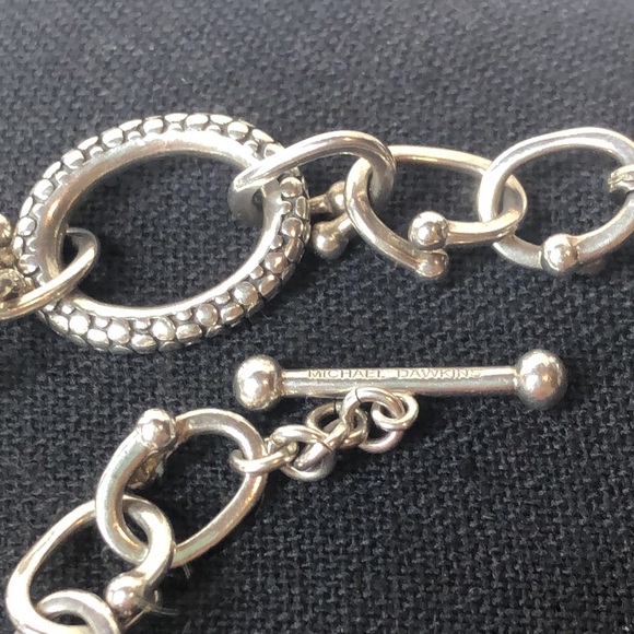 MICHAEL DAWKINS Sterling Silver Caviar Starry Night Link Toggle Necklace 36” - Picture 13 of 17